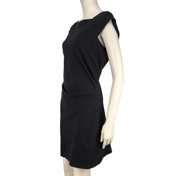 DIANE‎ VON FURSTENBERG Gabi Knit Suiting Jersey Ruched Sheath Black Dress Size 6 - Picture 4 of 11